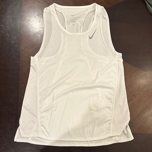 Nike Women's Dry Fit White Tank Top with Gray Logo